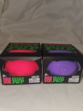 NEEDOH Funky Pup Novelty Fidget Toy Lot of 2 Pink, Purple New